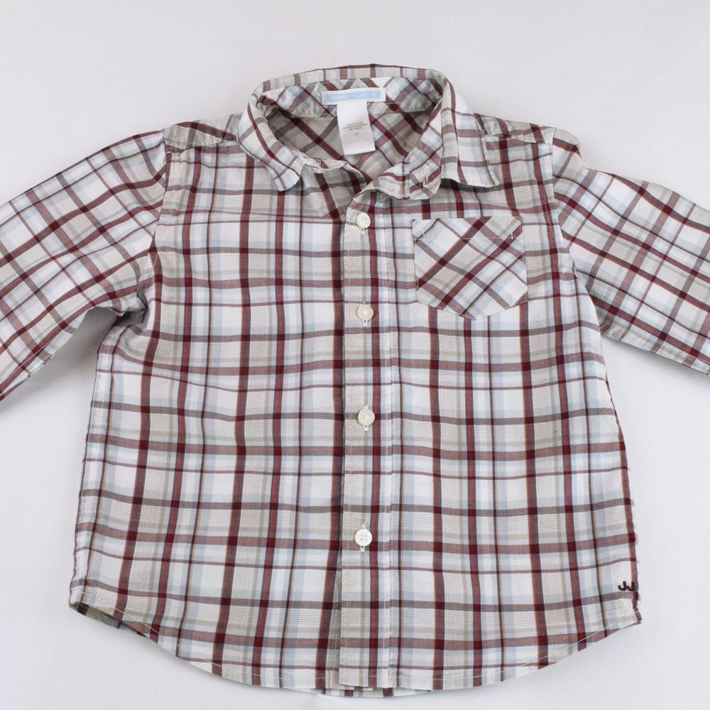 Janie and Jack Toddler 2T White/Red Plaid Shirt